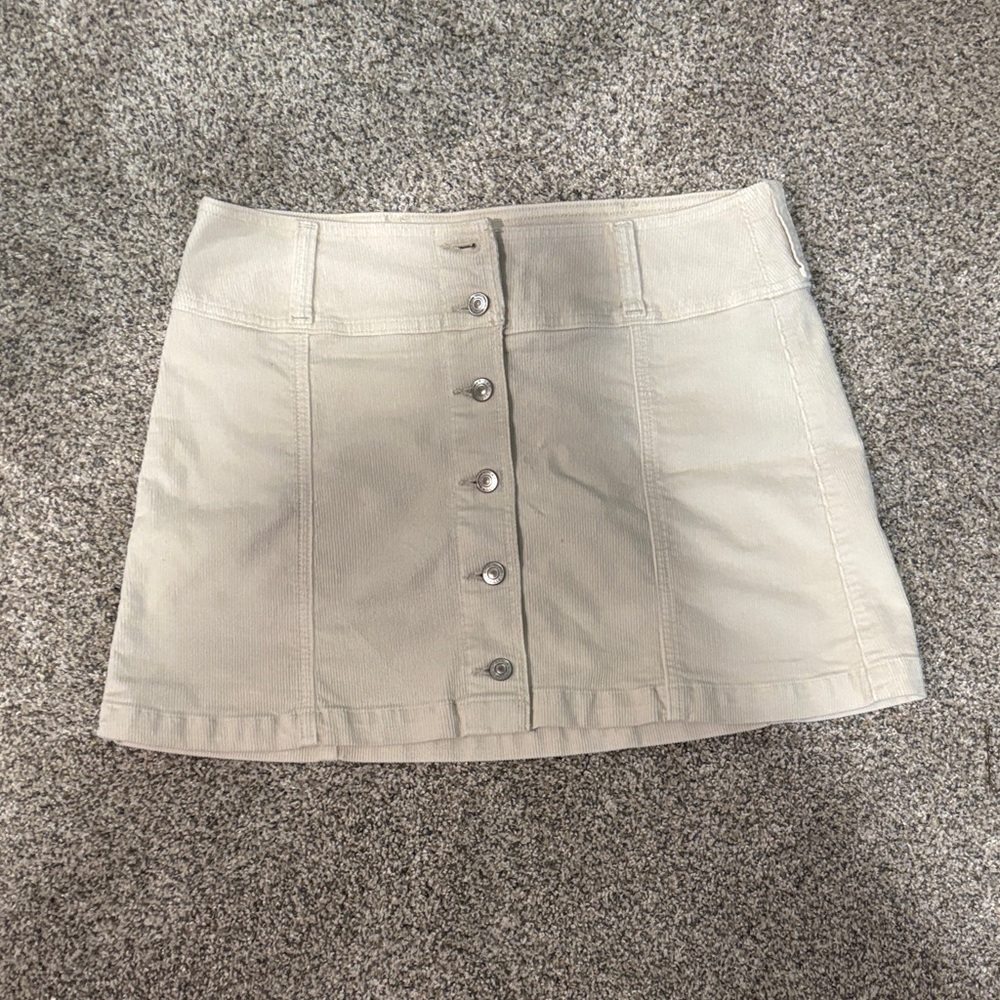 American Eagle Outfitters Beige Button-Up Mini Skirt